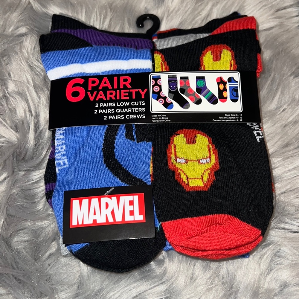 Men's 6-pack Variety Socks, 10-13, marvel Avengers